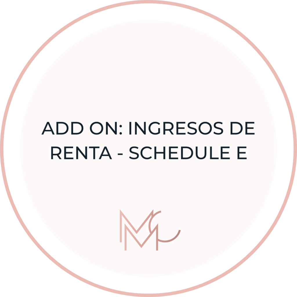 Add on: ingresos de renta - Schedule E