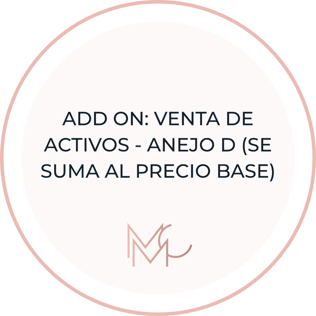 Add on: venta de activos - Anejo D